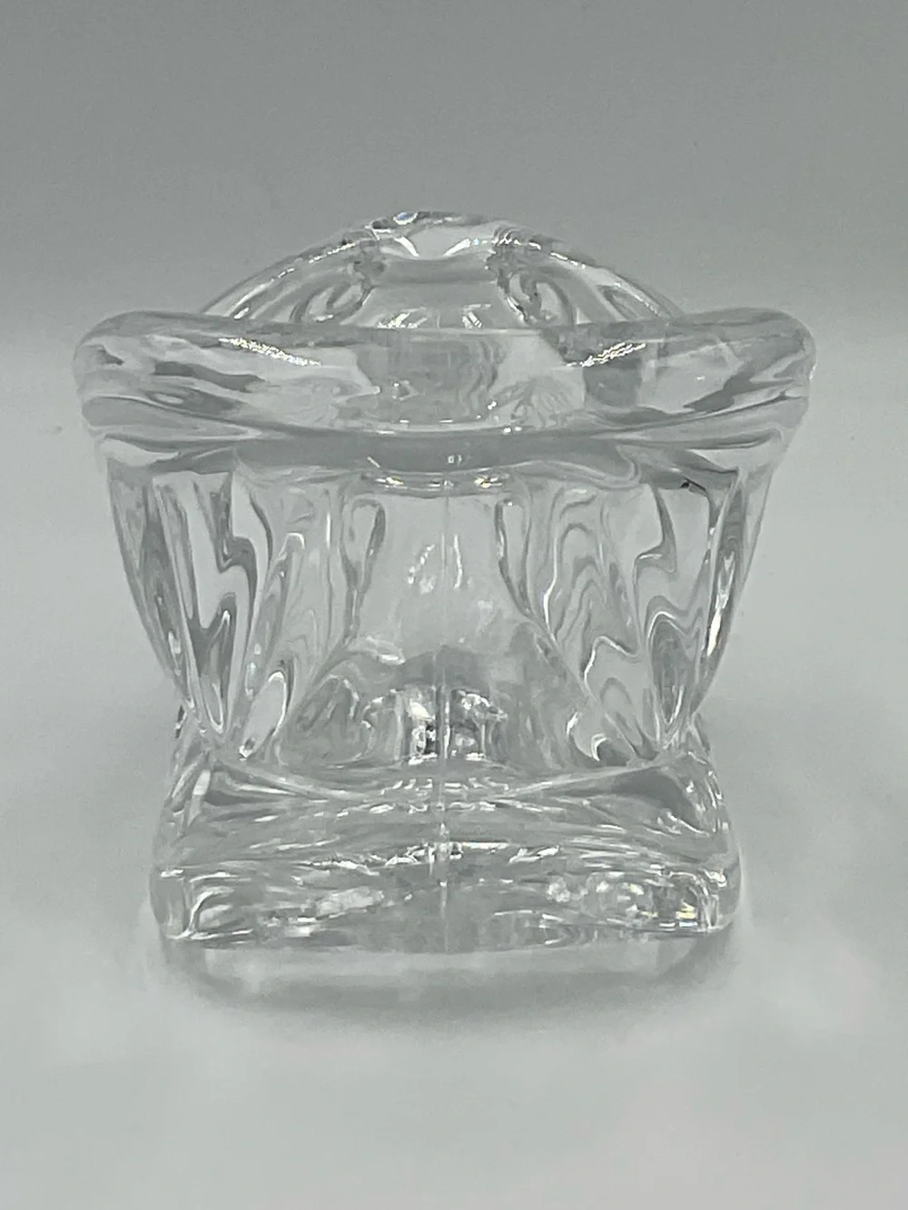 Vintage St George Heavy Cut 24% Lead Crystal Santa Sleigh Votive Candle Holder